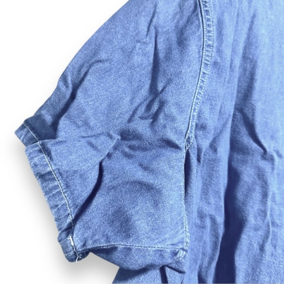 Vintage Bill Blass Flower Embroidered Chambray Short Sleeve Shirt Plus Size 2X - Picture 12 of 15